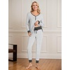GYS Women’s Bamboo Viscose Pajama Set, Wide Waistband Cooling | Drwastring, Moisture wicking, Breathable, No pinch, Jogger pants, Soft stretch, for night sweats & Christmas lounge(Light Heather Grey)