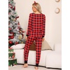 GYS Women’s Bamboo Viscose Pajama Set, Wide Waistband Cooling | Drwastring, Moisture wicking, Breathable, No pinch, Jogger pants, Soft stretch, for night sweats & Christmas lounge(Black Red Plaid)