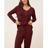 GYS Women’s Bamboo Viscose Pajama Set, Wide Waistband Cooling | Drwastring, Moisture wicking, Breathable, No pinch, Jogger pants, Soft stretch, for night sweats & Christmas lounge(Ficus Red)