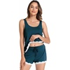 GYS Bamboo Viscose Tank Pajamas for Women Cooling Pjs Set for Hot Flashes | Sleeveless Top & Shorts Pajama Sets, Moisture Wicking Sleepwear, Night Sweats Comfort, Soft Lightweight(Peacock Blue)