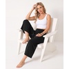GYS Bamboo Viscose Women’s Capri Pajama Pants, Black, Small | Soft Culottes Cropped Lounge Pants, Lightweight Flowy Yoga Pants, Knitted Gaucho Pants, Wide Leg, High Waist PJ Bottom