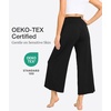 GYS Bamboo Viscose Women’s Capri Pajama Pants, Black, Small | Soft Culottes Cropped Lounge Pants, Lightweight Flowy Yoga Pants, Knitted Gaucho Pants, Wide Leg, High Waist PJ Bottom