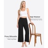 GYS Bamboo Viscose Women’s Capri Pajama Pants, Black, Small | Soft Culottes Cropped Lounge Pants, Lightweight Flowy Yoga Pants, Knitted Gaucho Pants, Wide Leg, High Waist PJ Bottom