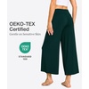 GYS Bamboo Viscose Women’s Capri Pajama Pants, Dark Green, Small | Soft Culottes Cropped Lounge Pants, Lightweight Flowy Yoga Pants, Knitted Gaucho Pants, Wide Leg, High Waist PJ Bottom
