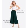 GYS Bamboo Viscose Women’s Capri Pajama Pants, Dark Green, Small | Soft Culottes Cropped Lounge Pants, Lightweight Flowy Yoga Pants, Knitted Gaucho Pants, Wide Leg, High Waist PJ Bottom