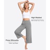 GYS Bamboo Viscose Women’s Capri Pajama Pants, Heather Grey, X-Large | Soft Culottes Cropped Lounge Pants, Lightweight Flowy Yoga Pants, Knitted Gaucho Pants, Wide Leg, High Waist PJ Bottom
