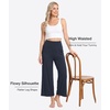 GYS Bamboo Viscose Women’s Capri Pajama Pants, Midnight Blue, Large | Soft Culottes Cropped Lounge Pants, Lightweight Flowy Yoga Pants, Knitted Gaucho Pants, Wide Leg, High Waist PJ Bottom