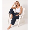 GYS Bamboo Viscose Women’s Capri Pajama Pants, Midnight Blue, Small | Soft Culottes Cropped Lounge Pants, Lightweight Flowy Yoga Pants, Knitted Gaucho Pants, Wide Leg, High Waist PJ Bottom