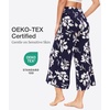 GYS Bamboo Viscose Women’s Capri Pajama Pants, Navy Floral, Medium | Soft Culottes Cropped Lounge Pants, Lightweight Flowy Yoga Pants, Knitted Gaucho Pants, Wide Leg, High Waist PJ Bottom