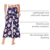 GYS Bamboo Viscose Women’s Capri Pajama Pants, Navy Peony, Large | Soft Culottes Cropped Lounge Pants, Lightweight Flowy Yoga Pants, Knitted Gaucho Pants, Wide Leg, High Waist PJ Bottom