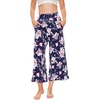 GYS Bamboo Viscose Women’s Capri Pajama Pants, Navy Peony, Large | Soft Culottes Cropped Lounge Pants, Lightweight Flowy Yoga Pants, Knitted Gaucho Pants, Wide Leg, High Waist PJ Bottom