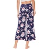 GYS Bamboo Viscose Women’s Capri Pajama Pants, Navy Peony, Medium | Soft Culottes Cropped Lounge Pants, Lightweight Flowy Yoga Pants, Knitted Gaucho Pants, Wide Leg, High Waist PJ Bottom