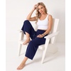 GYS Bamboo Viscose Women’s Capri Pajama Pants, Navy, Small | Soft Culottes Cropped Lounge Pants, Lightweight Flowy Yoga Pants, Knitted Gaucho Pants, Wide Leg, High Waist PJ Bottom