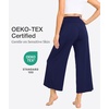 GYS Bamboo Viscose Women’s Capri Pajama Pants, Navy, Small | Soft Culottes Cropped Lounge Pants, Lightweight Flowy Yoga Pants, Knitted Gaucho Pants, Wide Leg, High Waist PJ Bottom