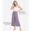 GYS Bamboo Viscose Women’s Capri Pajama Pants, Violet, Small | Soft Culottes Cropped Lounge Pants, Lightweight Flowy Yoga Pants, Knitted Gaucho Pants, Wide Leg, High Waist PJ Bottom
