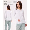 GYS Bamboo Viscose Women’s Pajama Tops, Long Sleeve Comfy Base Layer Tees | Lightweight Stretchy PJ Tops, Buttery-Soft Sleep Shirt, Casual Crew Neck Lounge Top, Moisture-Wicking T-Shirt(White)