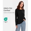 GYS Bamboo Viscose Women’s Pajama Tops, Long Sleeve Comfy Base Layer Tees | Lightweight Stretchy PJ Tops, Buttery-Soft Sleep Shirt, Casual Crew Neck Lounge Top, Moisture-Wicking T-Shirt(Black)