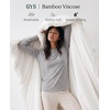 GYS Bamboo Viscose Women’s Pajama Tops, Long Sleeve Comfy Base Layer Tees | Lightweight Stretchy PJ Tops, Buttery-Soft Sleep Shirt, Casual Crew Neck Lounge Top, Moisture-Wicking T-Shirt(Heather Grey)