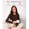 GYS Bamboo Viscose Women’s Pajama Tops, Long Sleeve Comfy Base Layer Tees | Lightweight Stretchy PJ Tops, Buttery-Soft Sleep Shirt, Casual Crew Neck Lounge Top, Moisture-Wicking T-Shirt(Dark Brown)