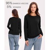 GYS Bamboo Viscose Women’s Pajama Tops, Long Sleeve Comfy Base Layer Tees | Lightweight Stretchy PJ Tops, Buttery-Soft Sleep Shirt, Casual Crew Neck Lounge Top, Moisture-Wicking T-Shirt(Black)