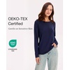 GYS Bamboo Viscose Women’s Pajama Tops, Long Sleeve Comfy Base Layer Tees | Lightweight Stretchy PJ Tops, Buttery-Soft Sleep Shirt, Casual Crew Neck Lounge Top, Moisture-Wicking T-Shirt(Navy)