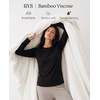 GYS Bamboo Viscose Women’s Pajama Tops, Long Sleeve Comfy Base Layer Tees | Lightweight Stretchy PJ Tops, Buttery-Soft Sleep Shirt, Casual Crew Neck Lounge Top, Moisture-Wicking T-Shirt(Black)