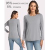 GYS Bamboo Viscose Women’s Pajama Tops, Long Sleeve Comfy Base Layer Tees | Lightweight Stretchy PJ Tops, Buttery-Soft Sleep Shirt, Casual Crew Neck Lounge Top, Moisture-Wicking T-Shirt(Heather Grey)