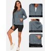 GYS Women’s Bamboo Viscose Full Zip Lightweight Terry Hoodie | Moisture wicking, Breathable, Soft stretch, Full zip, 2 pocket, Lightweight terry, for lounge & casual wear(Blue Ashes)