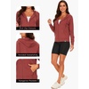 GYS Women’s Bamboo Viscose Full Zip Lightweight Terry Hoodie | Moisture wicking, Breathable, Soft stretch, Full zip, 2 pocket, Lightweight terry, for lounge & casual wear(Brick Red)