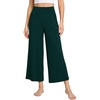 GYS Bamboo Viscose Women’s Capri Pajama Pants, Dark Green, Small | Soft Culottes Cropped Lounge Pants, Lightweight Flowy Yoga Pants, Knitted Gaucho Pants, Wide Leg, High Waist PJ Bottom