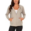 GYS Women’s Bamboo Viscose Full Zip Lightweight Terry Hoodie | Moisture wicking, Breathable, Soft stretch, Full zip, 2 pocket, Lightweight terry, for lounge & casual wear(Taupe)