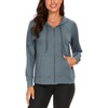 GYS Women’s Bamboo Viscose Full Zip Lightweight Terry Hoodie | Moisture wicking, Breathable, Soft stretch, Full zip, 2 pocket, Lightweight terry, for lounge & casual wear(Blue Ashes)