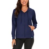 GYS Women’s Bamboo Viscose Full Zip Lightweight Terry Hoodie | Moisture wicking, Breathable, Soft stretch, Full zip, 2 pocket, Lightweight terry, for lounge & casual wear(Navy)