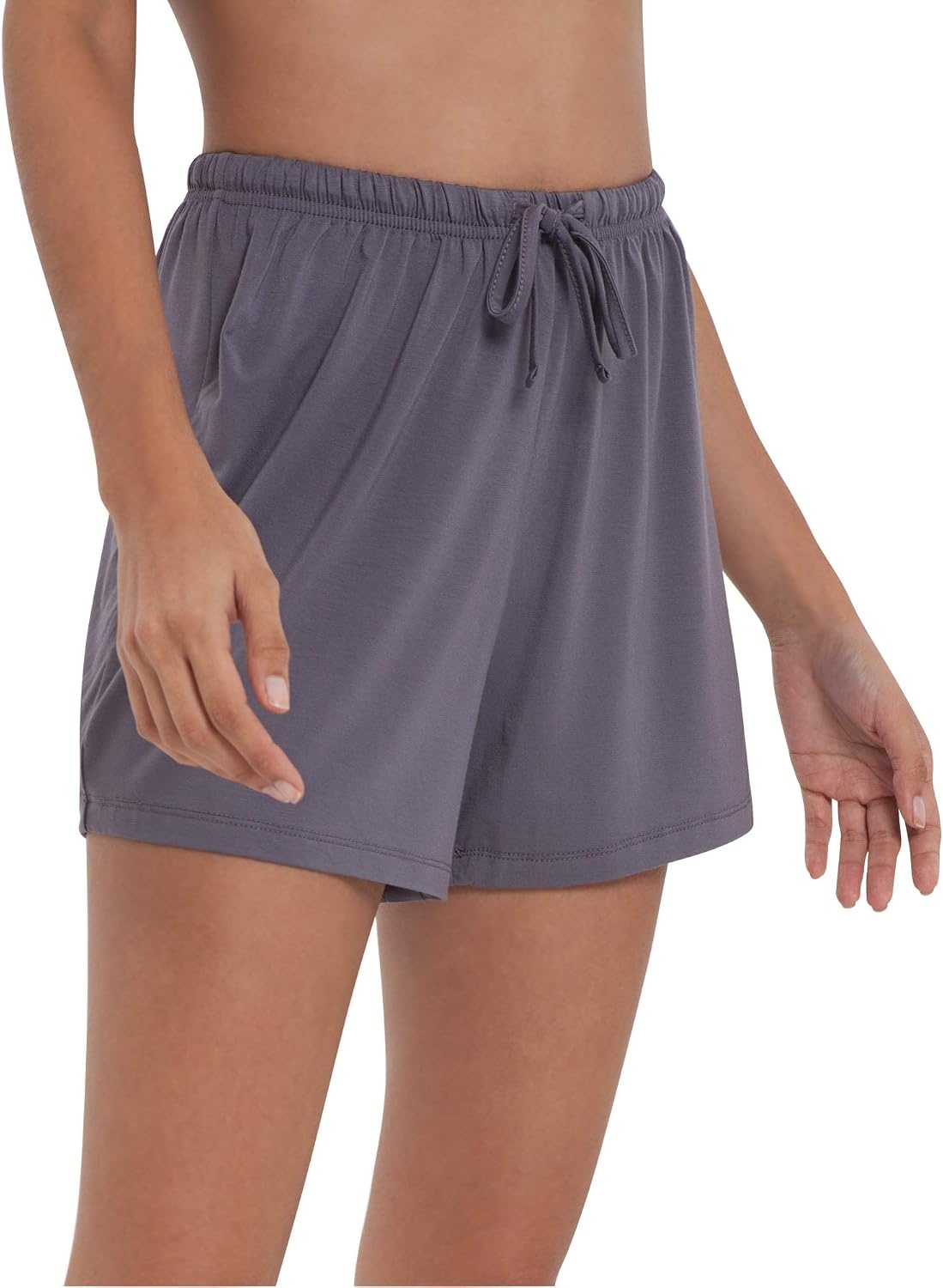 image:imageGYS Womens Bamboo Viscose Cooling High Waisted Pajama Shorts Moisture wicking Breathable Tagless Soft stretch Elastic waist with drawstring for hot flashes amp summer sleepDark Grey