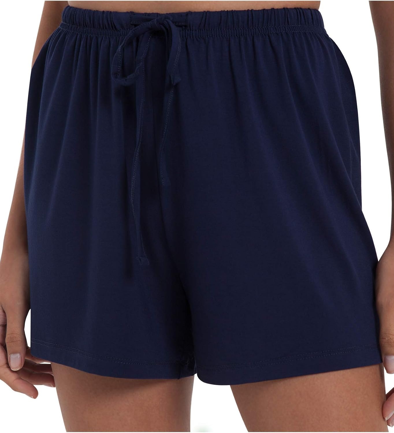 image:imageGYS Womens Bamboo Viscose Cooling High Waisted Pajama Shorts Moisture wicking Breathable Tagless Soft stretch Elastic waist with drawstring for hot flashes amp summer sleepNavy