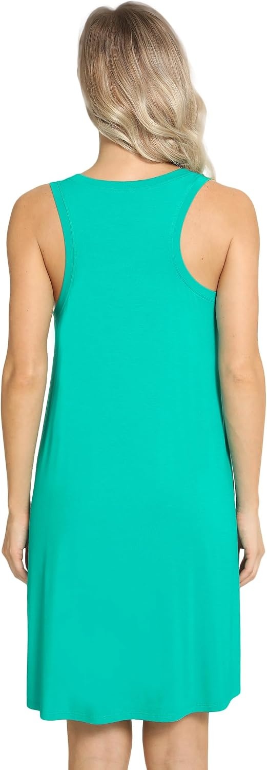 image:imageGYS Womens Bamboo Viscose Cooling Tank Nightgowns Moisture wicking Comfortable amp breathable for hot sleeper Sleeveless Racerback Stretch soft LightweightGreen