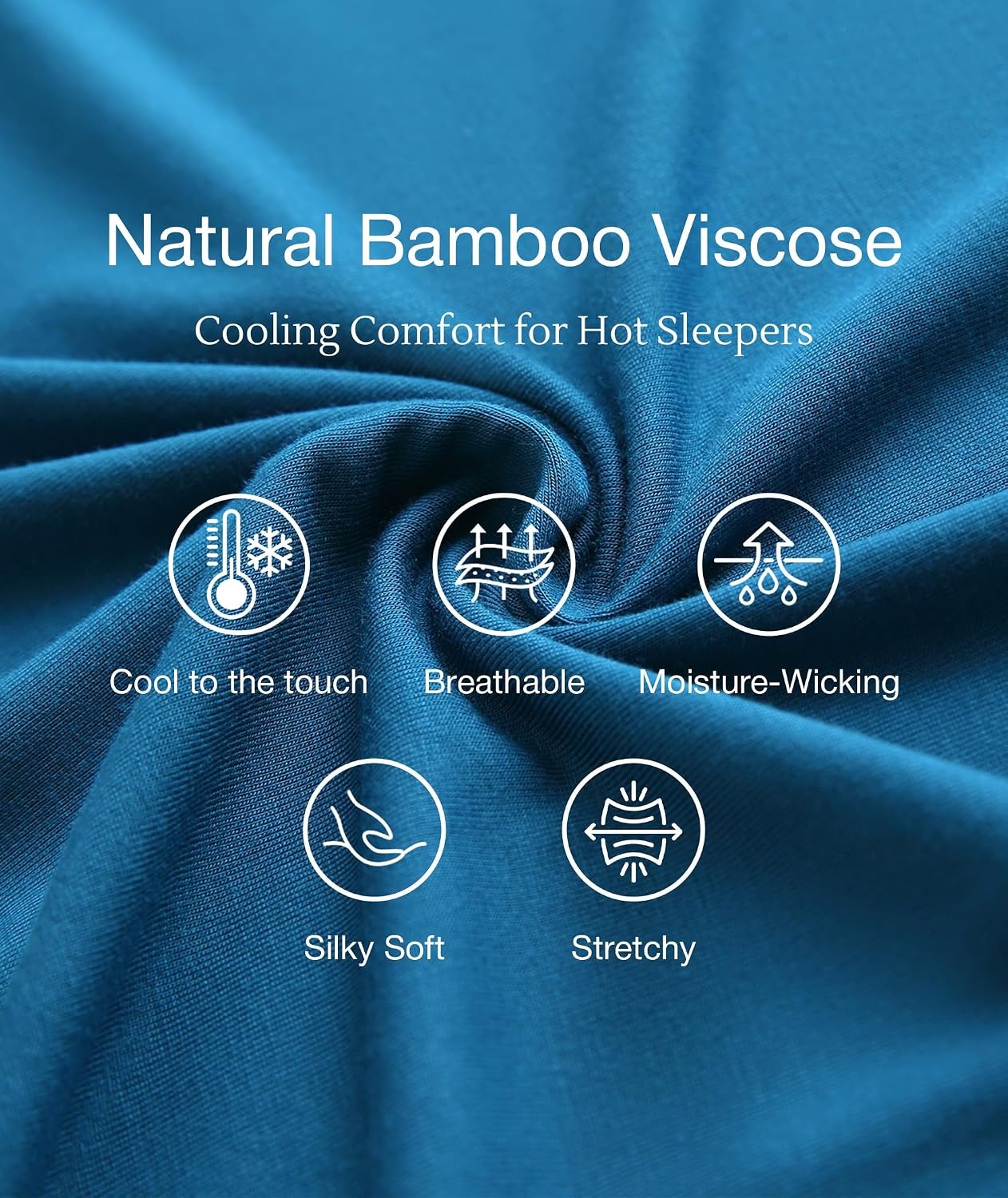 image:imageGYS Womens Bamboo Viscose Crew Neck Nightgown Cooling for Hot Flashes Moisture wicking Breathable Tagless Short sleeve Soft stretch for night sweats amp summer sleepTeal Blue