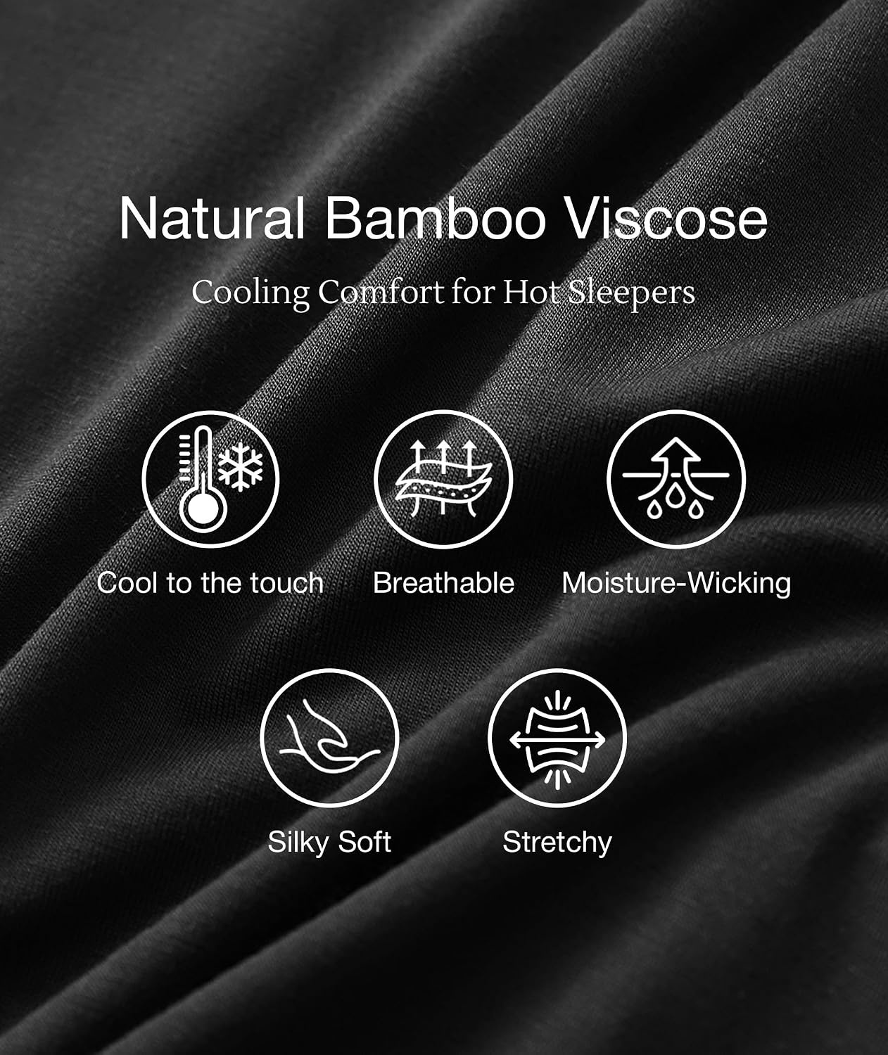 image:imageGYS Womens Bamboo Viscose Pajama Set Cooling for Hot Flashes Breathable Soft stretch Elastic waist with drawstring Jogger cuffs Chest amp side pockets for night sweats amp loungeBlack