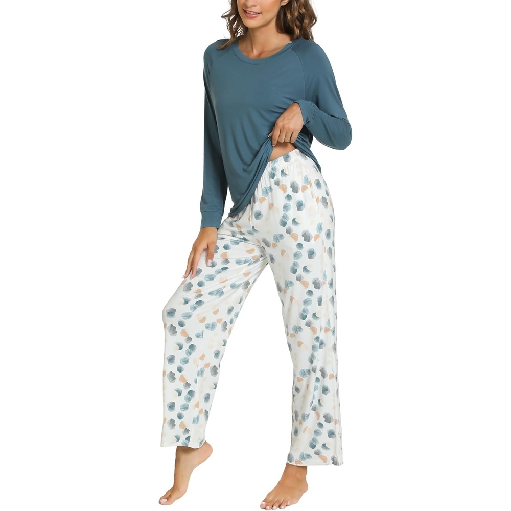 image:imageGYS Bamboo Viscose Cooling Long Sleeve Pajamas for Women Soft Pjs Set MoistureWicking Sleepwear for Night Sweats amp Hot Flashes Breathable Lounge Sets Cozy JammiesA Green