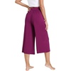 GYS Bamboo Viscose Capri Pajama Pants for Women, Wide Leg Lounge Pants | Comfy Drawstring PJ Bottoms with Pockets, Ultra-Soft, Cooling, Moisture-Wicking, Stretchy Yoga Pants(Dark Purple)