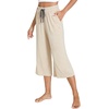 GYS Bamboo Viscose Capri Pajama Pants for Women, Wide Leg Lounge Pants | Comfy Drawstring PJ Bottoms with Pockets, Ultra-Soft, Cooling, Moisture-Wicking, Stretchy Yoga Pants(Heather Beige)