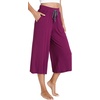 GYS Bamboo Viscose Capri Pajama Pants for Women, Wide Leg Lounge Pants | Comfy Drawstring PJ Bottoms with Pockets, Ultra-Soft, Cooling, Moisture-Wicking, Stretchy Yoga Pants(Dark Purple)