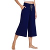 GYS Bamboo Viscose Capri Pajama Pants for Women, Wide Leg Lounge Pants | Comfy Drawstring PJ Bottoms with Pockets, Ultra-Soft, Cooling, Moisture-Wicking, Stretchy Yoga Pants(Navy)