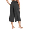 GYS Bamboo Viscose Capri Pajama Pants for Women, Wide Leg Lounge Pants | Comfy Drawstring PJ Bottoms with Pockets, Ultra-Soft, Cooling, Moisture-Wicking, Stretchy Yoga Pants(Dark Heather Grey)