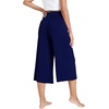 GYS Bamboo Viscose Capri Pajama Pants for Women, Wide Leg Lounge Pants | Comfy Drawstring PJ Bottoms with Pockets, Ultra-Soft, Cooling, Moisture-Wicking, Stretchy Yoga Pants(Navy)
