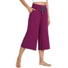 GYS Bamboo Viscose Capri Pajama Pants for Women, Wide Leg Lounge Pants | Comfy Drawstring PJ Bottoms with Pockets, Ultra-Soft, Cooling, Moisture-Wicking, Stretchy Yoga Pants(Dark Purple)