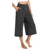 GYS Bamboo Viscose Capri Pajama Pants for Women, Wide Leg Lounge Pants | Comfy Drawstring PJ Bottoms with Pockets, Ultra-Soft, Cooling, Moisture-Wicking, Stretchy Yoga Pants(Dark Heather Grey)