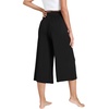 GYS Bamboo Viscose Capri Pajama Pants for Women, Wide Leg Lounge Pants | Comfy Drawstring PJ Bottoms with Pockets, Ultra-Soft, Cooling, Moisture-Wicking, Stretchy Yoga Pants(Black)