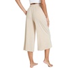 GYS Bamboo Viscose Capri Pajama Pants for Women, Wide Leg Lounge Pants | Comfy Drawstring PJ Bottoms with Pockets, Ultra-Soft, Cooling, Moisture-Wicking, Stretchy Yoga Pants(Heather Beige)