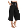 GYS Bamboo Viscose Capri Pajama Pants for Women, Wide Leg Lounge Pants | Comfy Drawstring PJ Bottoms with Pockets, Ultra-Soft, Cooling, Moisture-Wicking, Stretchy Yoga Pants(Black)